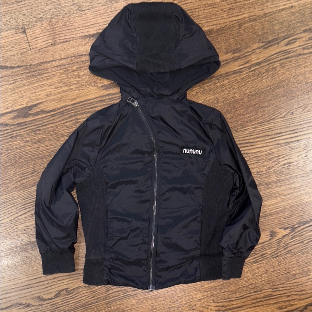 Nununu Black Hooded Jacket with Zipper